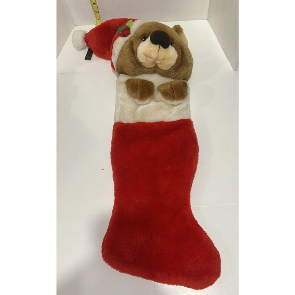 Vintage 22" SMITHY  Stuffed Teddy Bear Plush Christmas Holiday Stocking (#Y1225)
